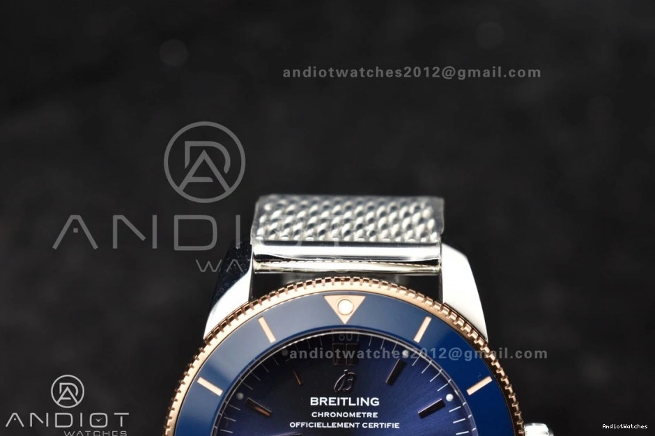 on Bezel A and RG Mesh WaterResistant Dial SuperOcean 1172 Blue BLSF Bezel Bracelet Blue Ceramic 42mm SS II Heritage 0516
